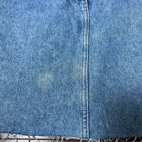 VINTAGE Denim Mini Jean Skirt Rica Lewis Raw Hem Vtg Size 44 / US 12 - Picture 9 of 10